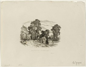 A Castle, n.d., Charles Émile Jacque, French, 1813-1894, France, Etching on ivory wove paper, 65 ×