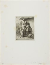 The Knife-Grinder, 1850, Charles Émile Jacque, French, 1813-1894, France, Etching on light gray