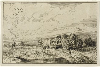 Landscape with Ox-Drawn Wagon, 1846, Charles Émile Jacque, French, 1813-1894, France, Etching on