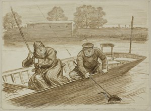 Fishing Scene, c. 1884, Charles Keene, English, 1823-1891, England, Pen and brown ink, with brush
