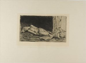 Plate from l’Assommoir (woman lying on floor), 1878, Gaston La Touche, French, 1854-1913, France,