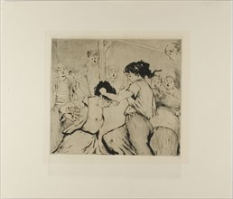 Plate from l’Assommoir (two women fighting, with onlookers), 1878, Gaston La Touche, French,
