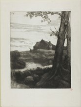 Farm with Large Tree, c. 1855, Alphonse Legros, French, 1837-1911, France, Etching and drypoint on
