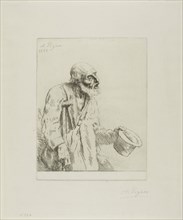 Beggar with Crutches, 1881, Alphonse Legros, French, 1837-1911, France, Etching on ivory laid