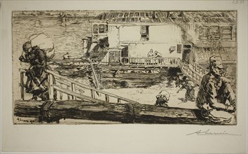 The Washhouse, 1891, Louis Auguste Lepère, French, 1849-1918, France, Etching on cream laid paper,