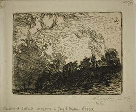 Stormy Sunset, Jouy-le-Moutier, 1893, Louis Auguste Lepère, French, 1849-1918, France, Etching on