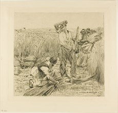 Harvest, 1872, Léon Augustin Lhermitte, French, 1844-1925, France, Etching, aquatint, and scraping