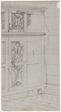 Sketch of a Cabinet, n.d., Henry Stacy Marks, English, 1829-1898, England, Black chalk heightened