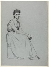 Seated Woman Facing Right, n.d., Henry Stacy Marks, English, 1829-1898, England, Black pastel,