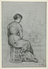 Woman Seated on a Tabouret, n.d., Henry Stacy Marks, English, 1829-1898, England, Black pastel,