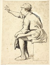 Seated Man with Raised Arm, n.d., Henry Stacy Marks, English, 1829-1898, England, Pen and brown ink