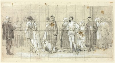 Figures in Procession, n.d., Henry Stacy Marks, English, 1829-1898, England, Black chalk, with