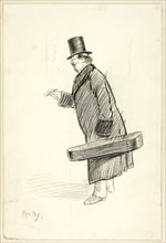 Man with Violin Case, 1897, Philipp William May, English, 1864-1903, England, Pen and black ink