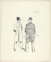 Two Gentlemen with Walking Sticks, 1893, Philipp William May, English, 1864-1903, England, Pen and
