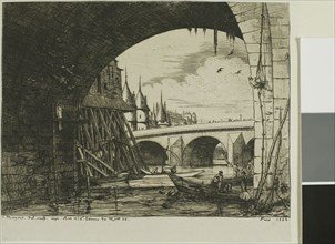 L’Arche du Pont Notre-Dame, 1853, Charles Meryon, French, 1821-1868, France, Etching and drypoint