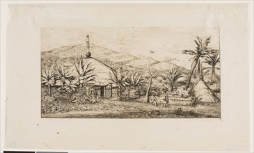 New Caledonia: Large Native Hut on the Road from Balade to Puépo, 1845, 1863, Charles Meryon,