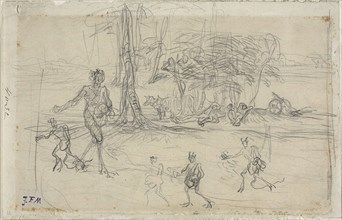 The Devil Sowing, 1848/52, Jean François Millet, French, 1814-1875, France, Graphite on ivory laid