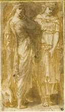 Two Standing Female Allegorical Figures: Anger and Sloth, n.d., Circle of Pirro Ligorio, Italian, c