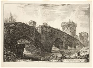 View of Ponte Lugano on the Anio, from Views of Rome, 1763, Giovanni Battista Piranesi, Italian,