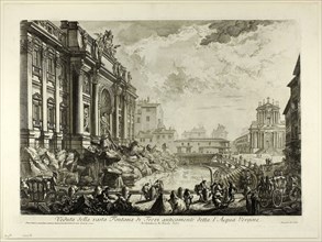 View of the large Trevi Fountain formerly called the Acqua Vergine, from Views of Rome, 1750/59,
