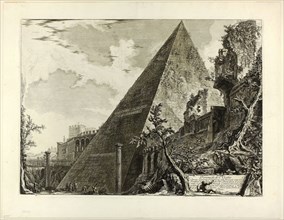 The Pyramid of Gaius Cestius, from Views of Rome, 1750/59, published 1800–07, Giovanni Battista