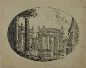 Roman Edifices, n.d., Unknown artist, Italian, 18th century, Italy, Pen and black ink over