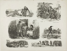 Sheet of Sketches, 1829, Denis Auguste Marie Raffet (French, 1804-1860), printed by Chez Gihaut