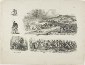 Sheet of Sketches, 1829, Denis Auguste Marie Raffet (French, 1804-1860), published by Chez Gihaut