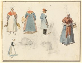Sheet of Sketches: Men, Women and Mice, n.d., Denis Auguste Marie Raffet, French, 1804-1860,