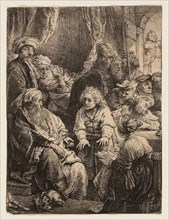 Joseph Telling His Dreams, 1638, Rembrandt van Rijn, Dutch, 1606-1669, Holland, Etching on white