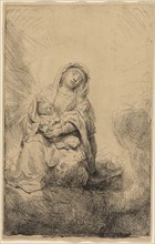 The Virgin and Child in the Clouds, 1641, Rembrandt van Rijn, Dutch, 1606-1669, Holland, Etching on