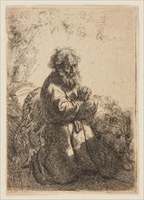 St. Jerome Kneeling in Prayer, Looking Down, 1635, Rembrandt van Rijn, Dutch, 1606-1669, Holland,