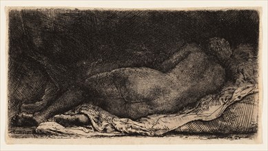 Reclining Female Nude, 1658, Rembrandt van Rijn, Dutch, 1606-1669, Holland, Etching on cream paper,