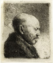 Bald Headed Man in Profile Right: The Artist’s Father (?), 1630, Rembrandt van Rijn, Dutch,
