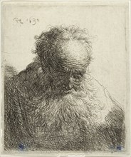 Bust of an Old Man with a Flowing Beard: The Head Bowed Forward: Left Shoulder Unshaded, 1630,