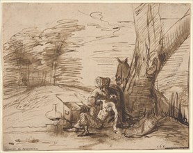 The Good Samaritan, c. 1650, School of Rembrandt van Rijn, Dutch, 1606-1669, Holland, Pen and brown