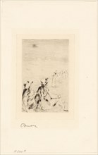 Children on the Beach, Berneval, c. 1892, Pierre Auguste Renoir, French, 1841-1919, France, Etching