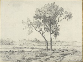 Landscape, c. 1875, Léon Richet, French, 1847-1907, France, Graphite on paper, 234 × 334 mm