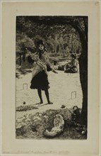 Croquet, 1878, James Tissot, French, 1836-1902, France, Etching and drypoint on cream laid paper,