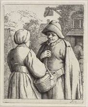 Man and Woman Conversing, c. 1671, Adriaen van Ostade, Dutch, 1610-1685, Holland, Etching in black