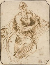 Study for St. Mark (recto), Sketch of Half-length Male Figure, Looking Upwards to Right (verso),