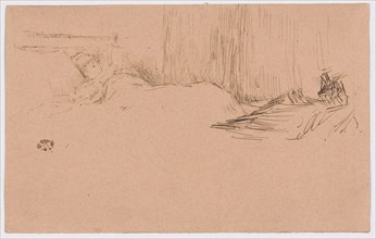 Girl Reading in Bed, c. 1882, James McNeill Whistler, American, 1834-1903, United States, Pen and