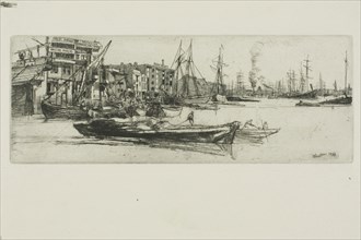 Thames Warehouses, 1859, James McNeill Whistler, American, 1834-1903, United States, Etching and