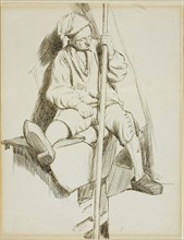 Man Seated, Holding Staff in Left Hand, 1860/69, Attributed to Charles Keene, England, 1823-1891,