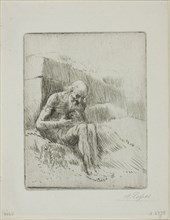 Job, second plate, 1884, Alphonse Legros, French, 1837-1911, France, Etching and drypoint on ivory