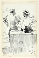 Man and Woman Sitting on Wharf, 1898, Philipp William May, English, 1864-1903, England, Pen and