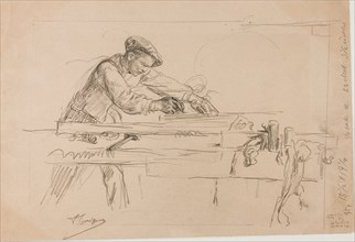The Planer, n.d., Louis Pierre Henriquel-Dupont, French, 1797-1892, France, Charcoal, on pink wove