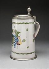 Tankard, 18th century, Austria, Salzburg, Salzburg, Tin-glazed earthenware (faience) and pewter, 23