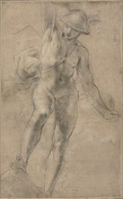 Study for Mercury, 1613/14, Giacomo Cavedone, Italian, 1577-1660, Italy, Black chalk, heightened