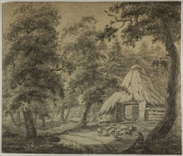 Thatched Hut in Woods with Shepherd and Sheep, n.d., Attributed to Anthoni Waterlo, Dutch,